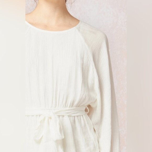 Entro | Elizabeth Tiered Puff Bubble Sleeve Dress White Layered Bohemian Small - Picture 12 of 15